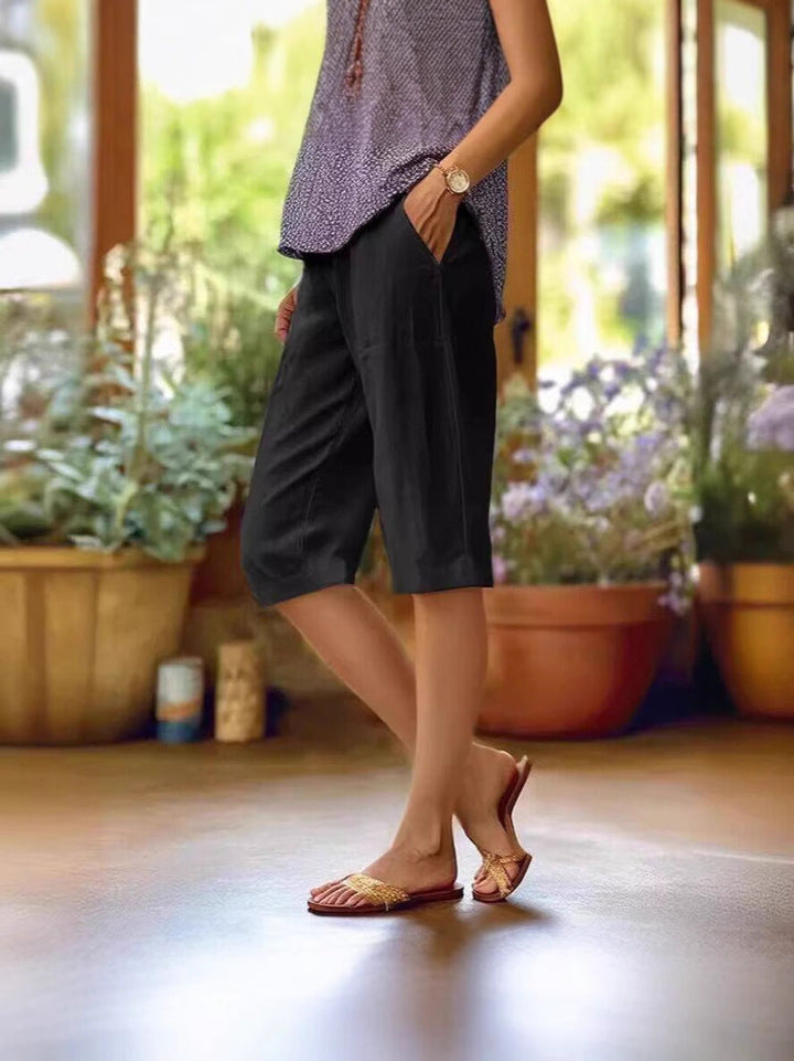 Marisol | Denim High-Waist Linen Summer Shorts