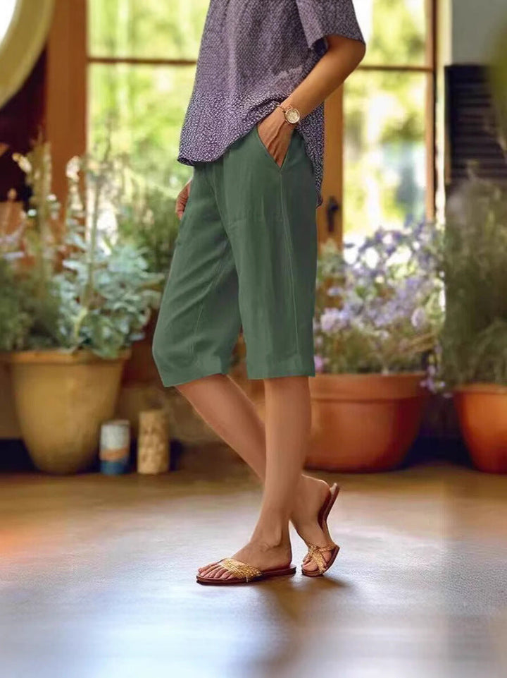 Marisol | Denim High-Waist Linen Summer Shorts