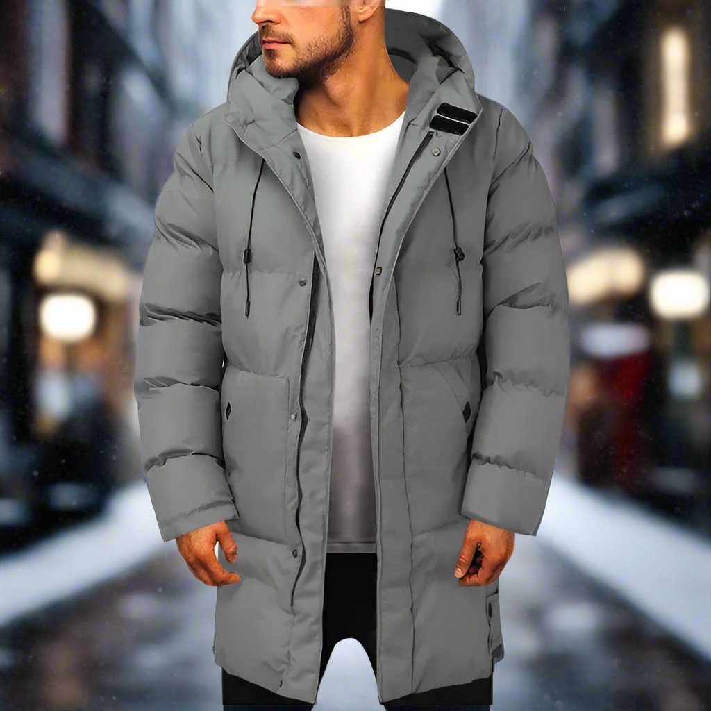 Maximilian | Men's Casual Stretch Hooded Puffer Coat for Men Tops — Gray