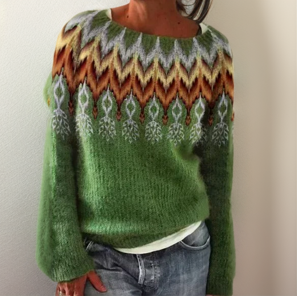 Miracine | Women's Cozy Modern and Artistic Geometric Knitted Sweater — M