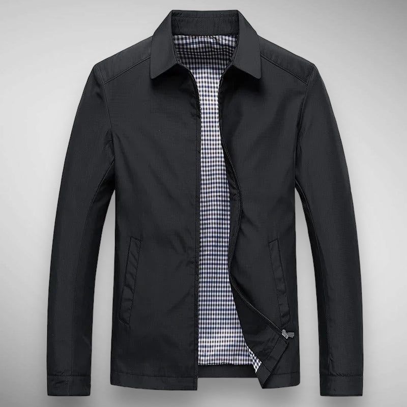 Nathaniel | Men's Lightweight Casual Zip Up Collared Jacket for Men - Plaid lining — 1
