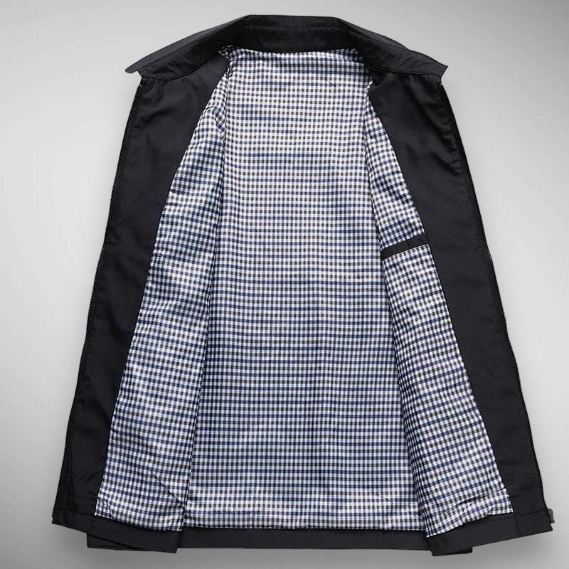 Nathaniel | Men's Lightweight Casual Zip Up Collared Jacket for Men - Plaid lining — 2