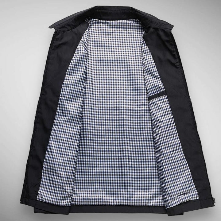 Nathaniel | Men's Lightweight Casual Zip Up Collared Jacket for Men - Plaid lining — 2