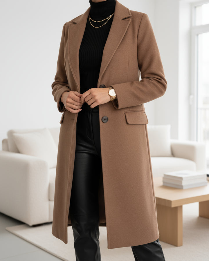 Nerinienne | Women's Comfortable and Timeless Longline Trench Coat — Brown