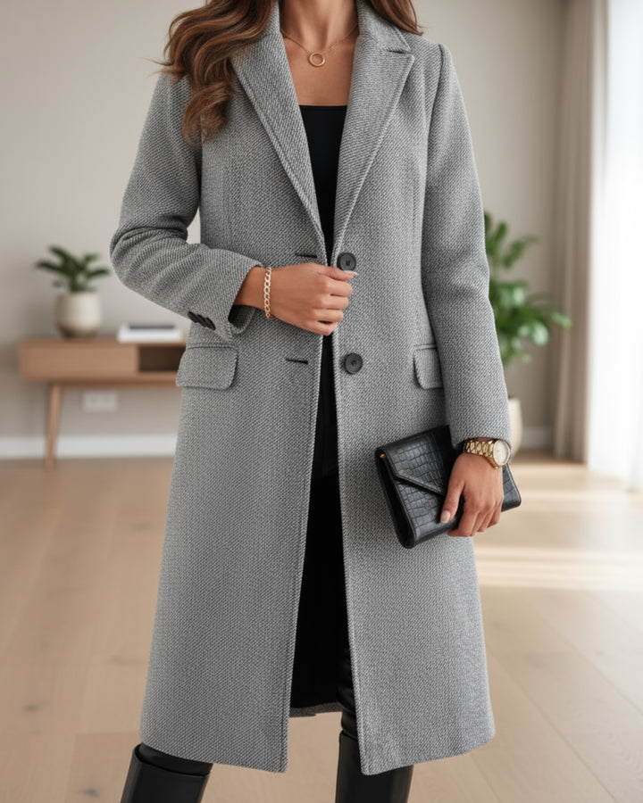 Nerinienne | Women's Comfortable and Timeless Longline Trench Coat — Grey