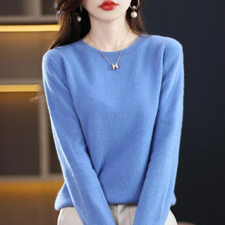 Nerinlise | Women's Cozy Classic and Comfortable Cashmere Crew Neck Sweater — Blue