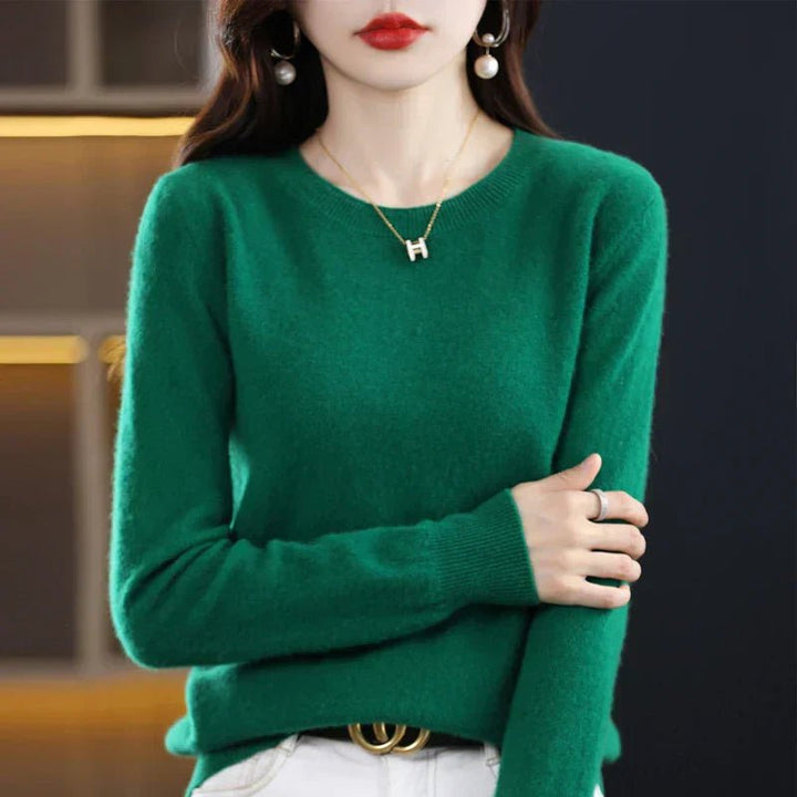 Nerinlise | Women's Cozy Classic and Comfortable Cashmere Crew Neck Sweater — Dark Green