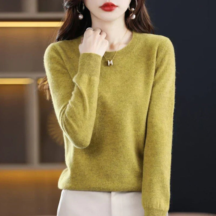 Nerinlise | Women's Cozy Classic and Comfortable Cashmere Crew Neck Sweater — Gold