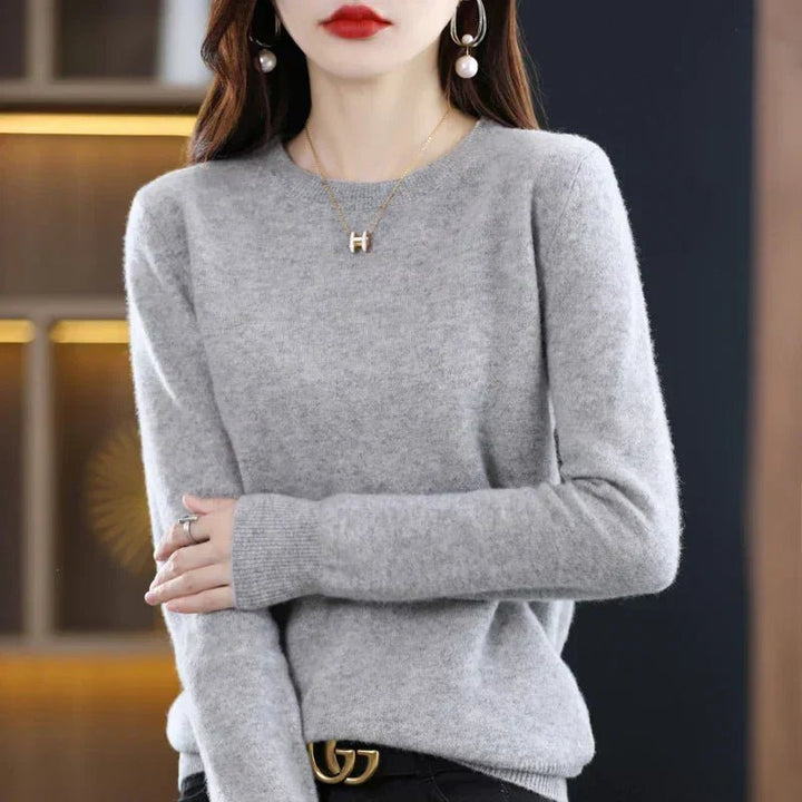 Nerinlise | Women's Cozy Classic and Comfortable Cashmere Crew Neck Sweater — Gray