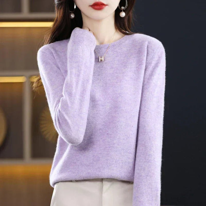 Nerinlise | Women's Cozy Classic and Comfortable Cashmere Crew Neck Sweater — Light Purple