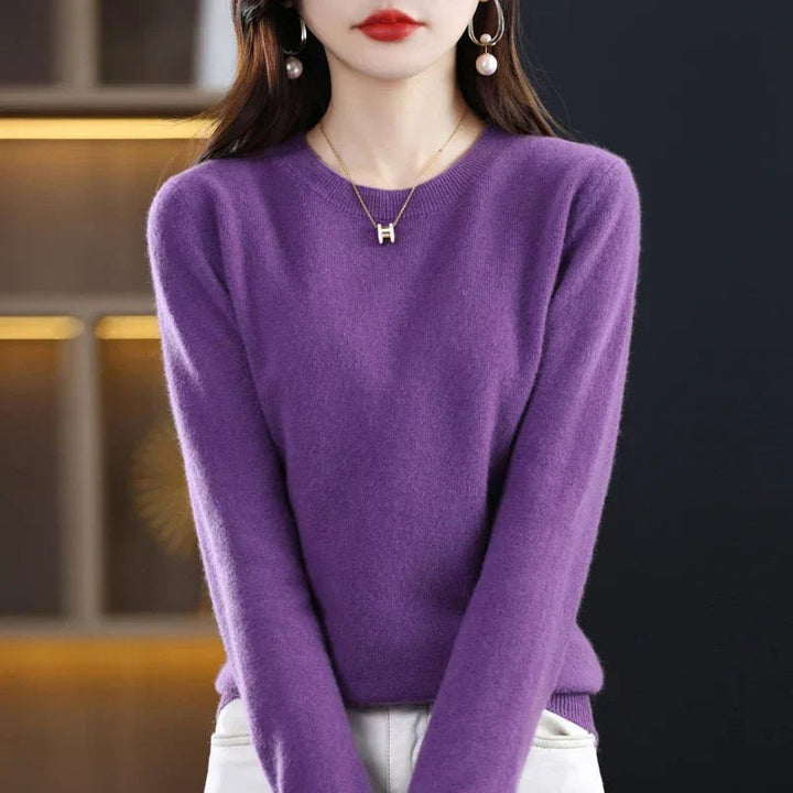 Nerinlise | Women's Cozy Classic and Comfortable Cashmere Crew Neck Sweater — Purple