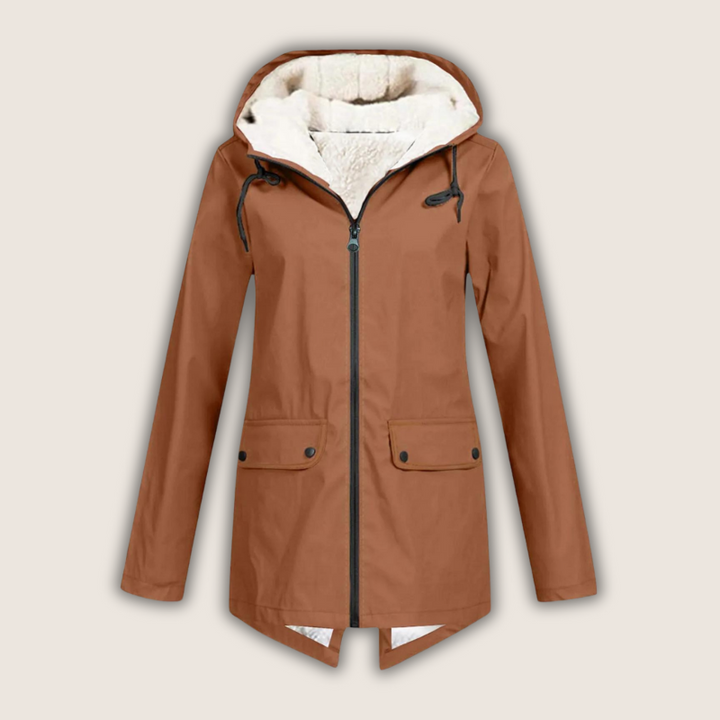Nevalia | Women's Windproof & Waterproof Rain Jacket — Burnt Orange