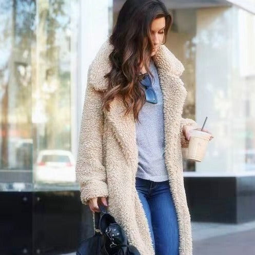 Nevaoura | Women's Casual Stretch Fleece Teddy Coat Long Style Top — 1