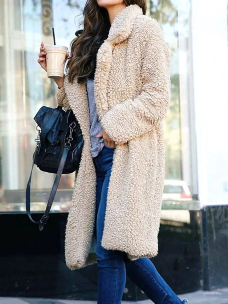 Nevaoura | Women's Casual Stretch Fleece Teddy Coat Long Style Top — 2