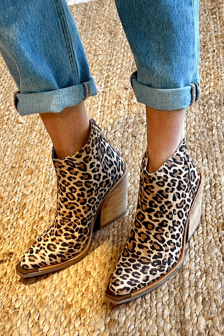 Nicoletta | Women's Western Style Knee-High Ankle-Height Block Heel and Panther Print Boots — 2