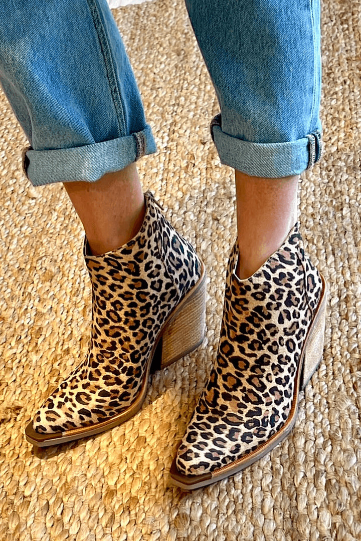 Nicoletta | Women's Western Style Knee-High Ankle-Height Block Heel and Panther Print Boots — 2