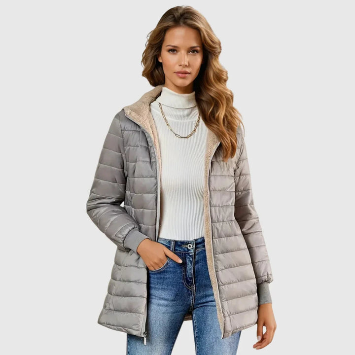 Ninonria | Women's sherpa-lined puffer jacket with hood and ribbed cuffs — 1