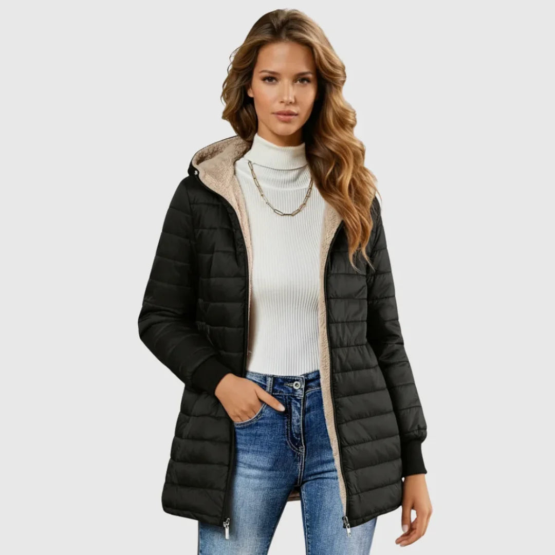 Ninonria | Women's sherpa-lined puffer jacket with hood and ribbed cuffs — 2
