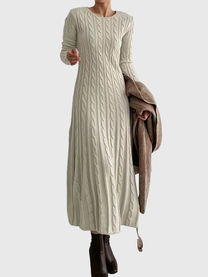 Niravia | Women's Cable Knit Long Sleeve Maxi Jumper Dress