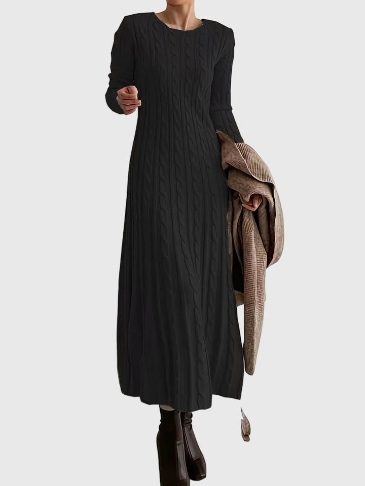 Niravia | Women's Cable Knit Long Sleeve Maxi Jumper Dress