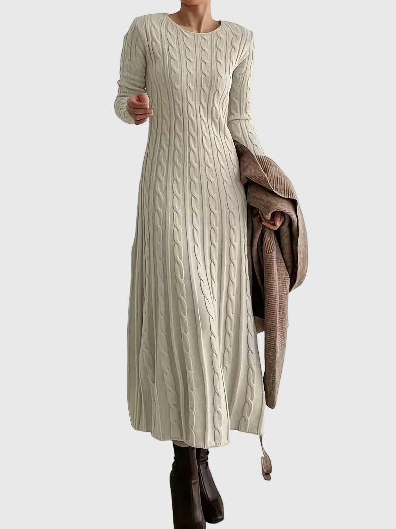 Niravia | Women's Cable Knit Long Sleeve Maxi Jumper Dress