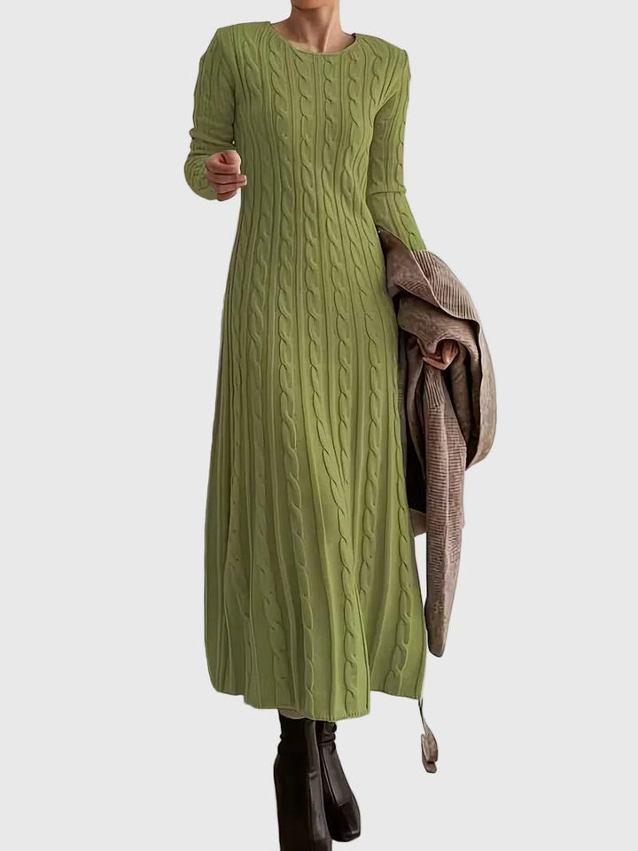Niravia | Women's Cable Knit Long Sleeve Maxi Jumper Dress