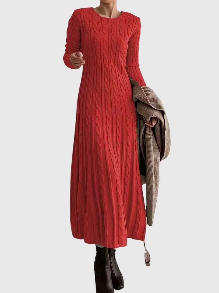 Niravia | Women's Cable Knit Long Sleeve Maxi Jumper Dress