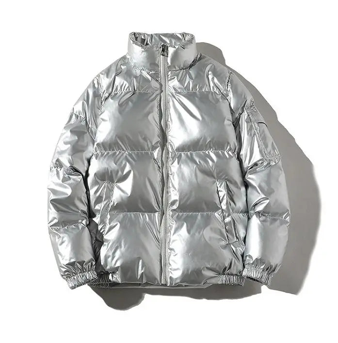 Nirawen | Women's Thick Waterproof puff Jacket | Windproof Jacket — Stand Collar Silver