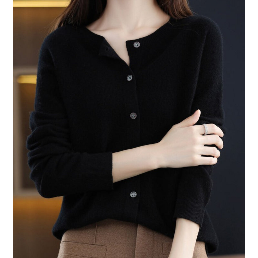Noelle | Women's Knit Cozy Cashmere Cardigan for Sweaters — Black