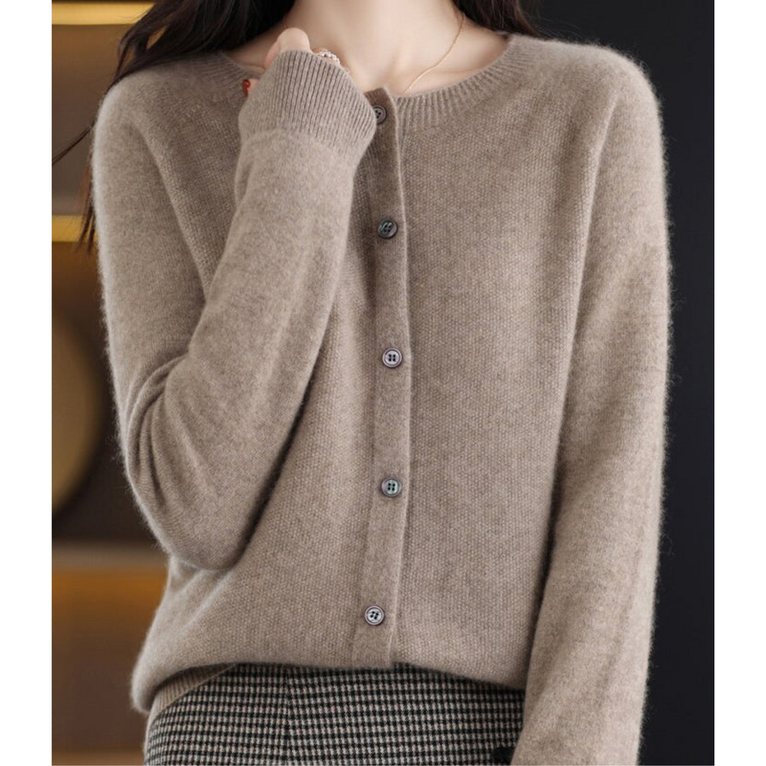 Noelle | Women's Knit Cozy Cashmere Cardigan for Sweaters — Brown