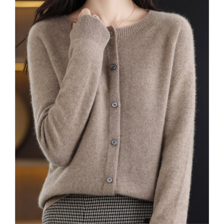 Noelle | Women's Knit Cozy Cashmere Cardigan for Sweaters — Brown