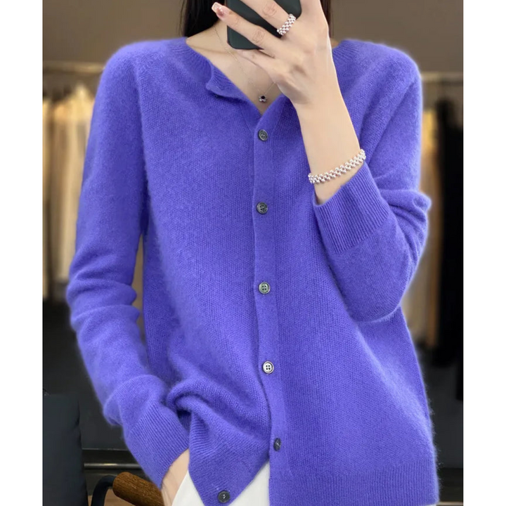 Noelle | Women's Knit Cozy Cashmere Cardigan for Sweaters — Dark blue