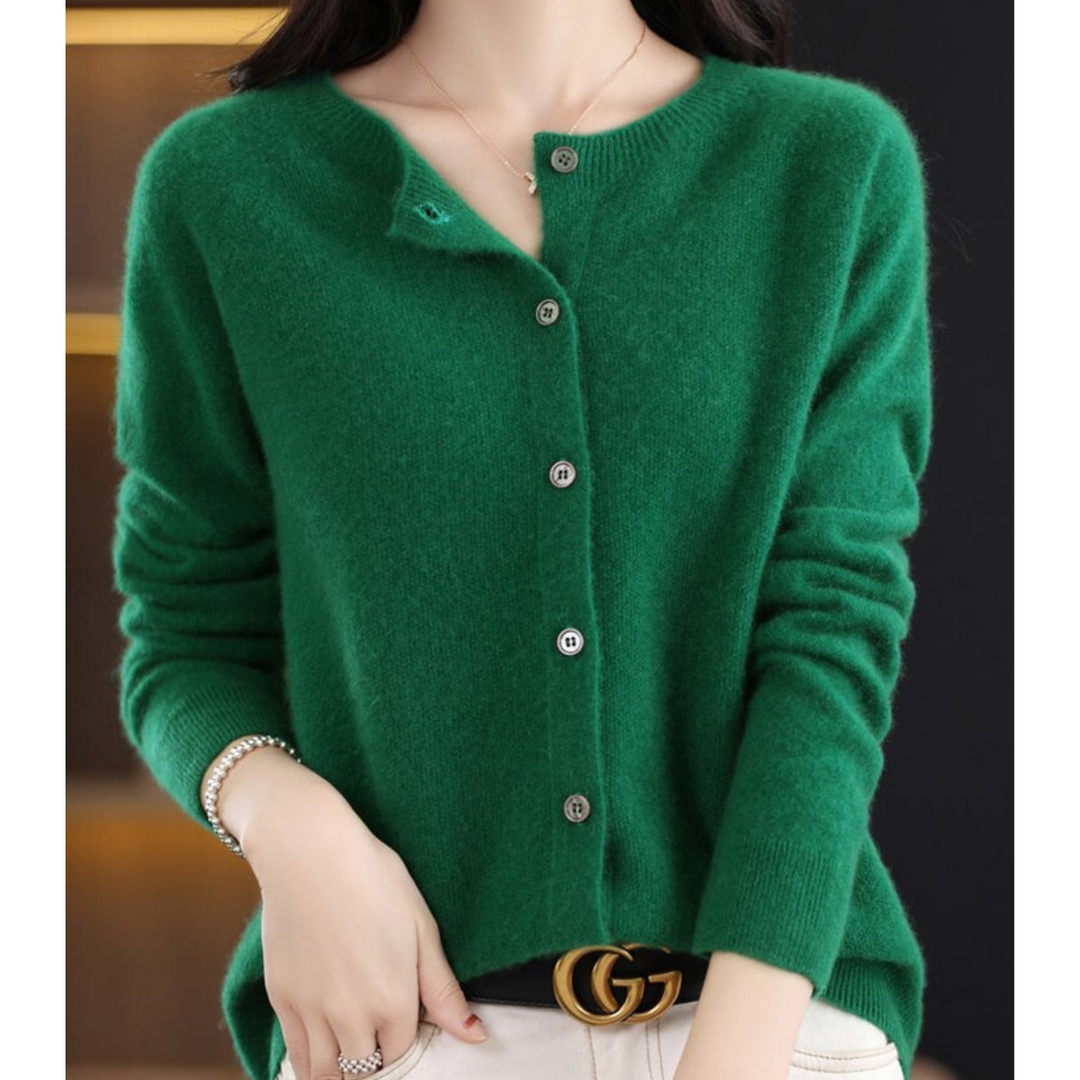 Noelle | Women's Knit Cozy Cashmere Cardigan for Sweaters — Dark green