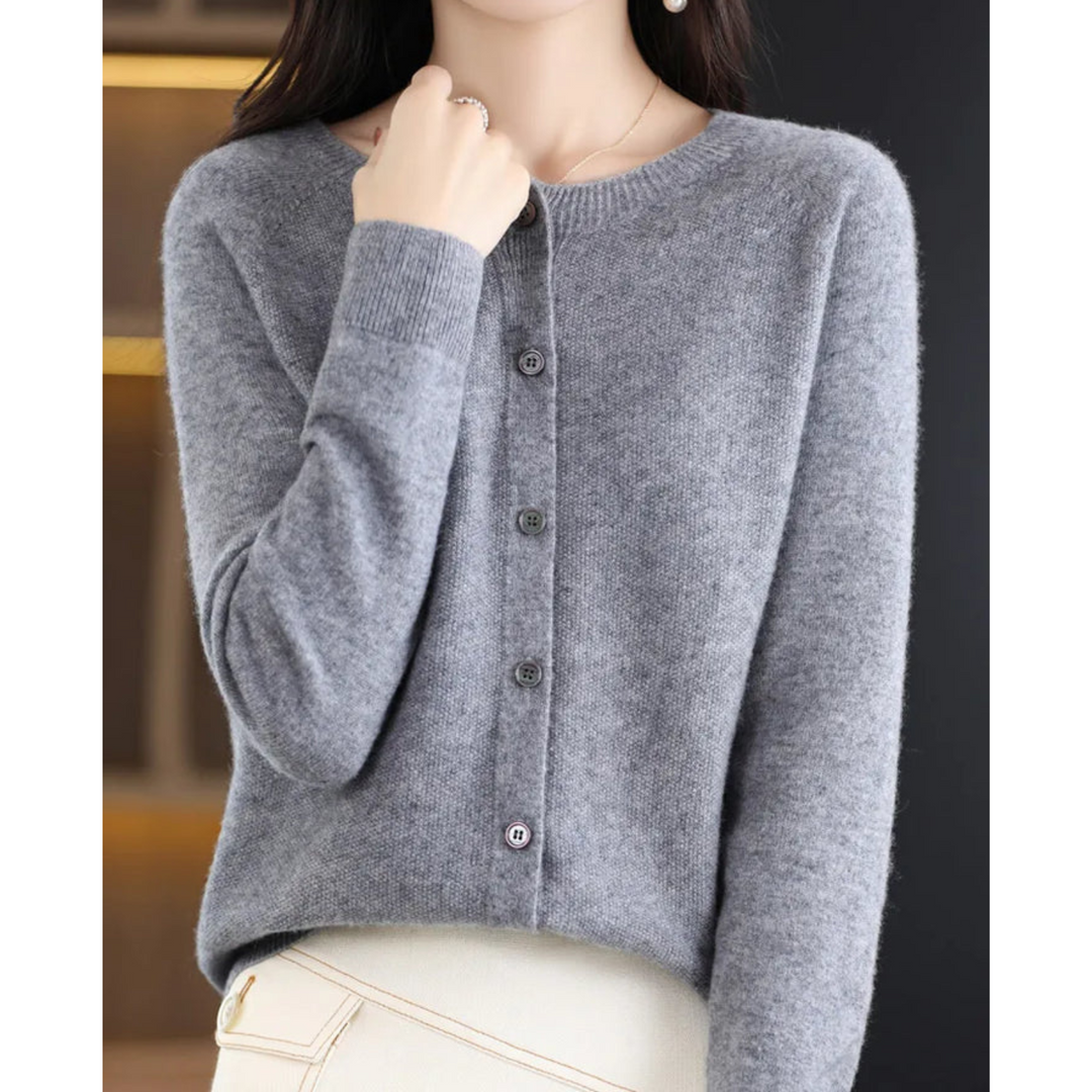 Noelle | Women's Knit Cozy Cashmere Cardigan for Sweaters — Gray