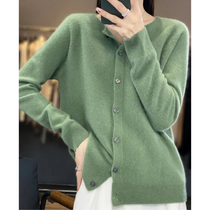 Noelle | Women's Knit Cozy Cashmere Cardigan for Sweaters — Light green