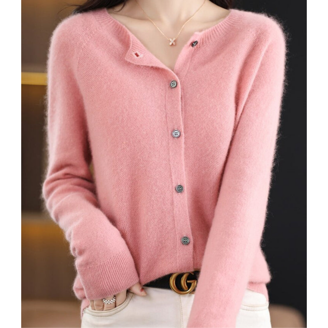 Noelle | Women's Knit Cozy Cashmere Cardigan for Sweaters — Light Pink