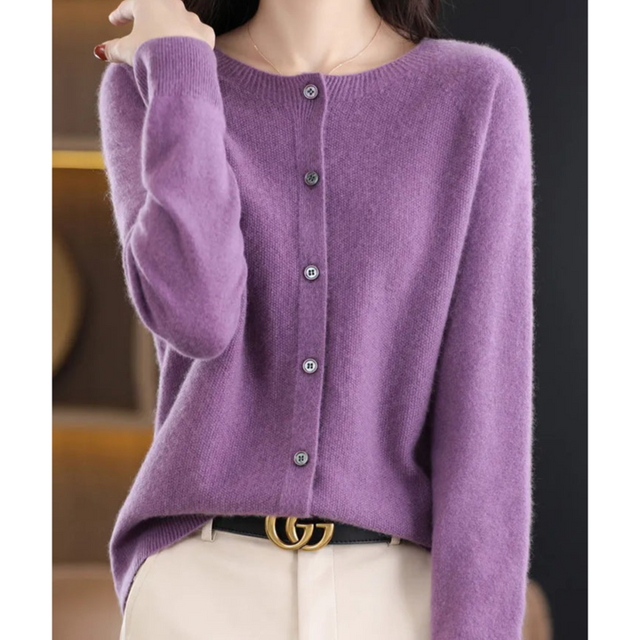 Noelle | Women's Knit Cozy Cashmere Cardigan for Sweaters — Lilac