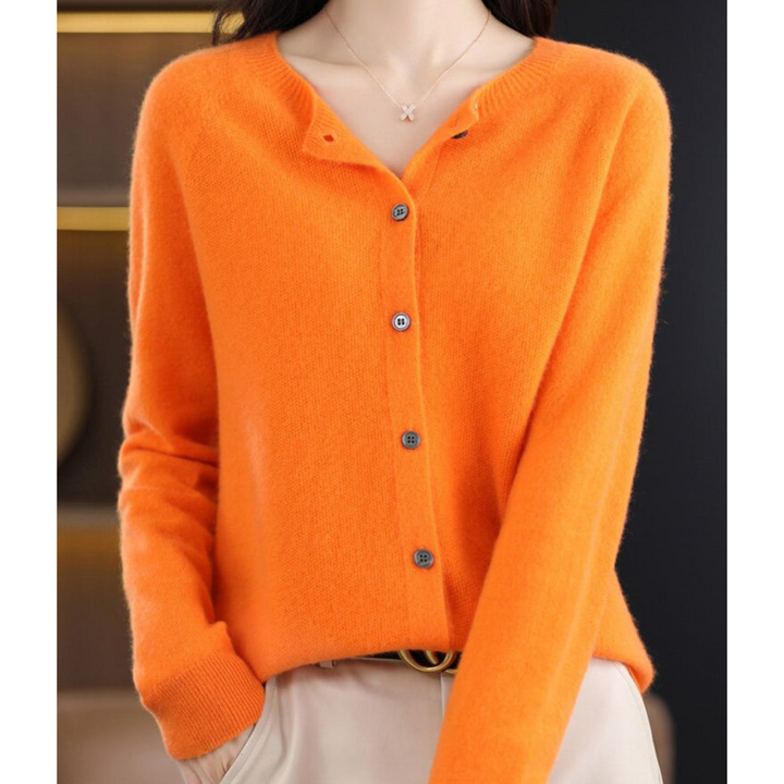 Noelle | Women's Knit Cozy Cashmere Cardigan for Sweaters — Orange
