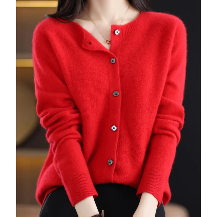 Noelle | Women's Knit Cozy Cashmere Cardigan for Sweaters — Red
