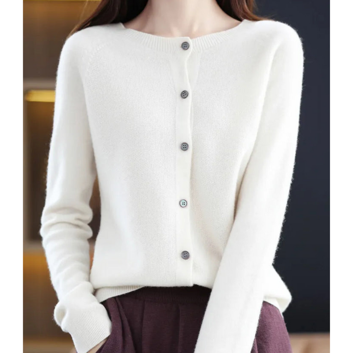 Noelle | Women's Knit Cozy Cashmere Cardigan for Sweaters — White