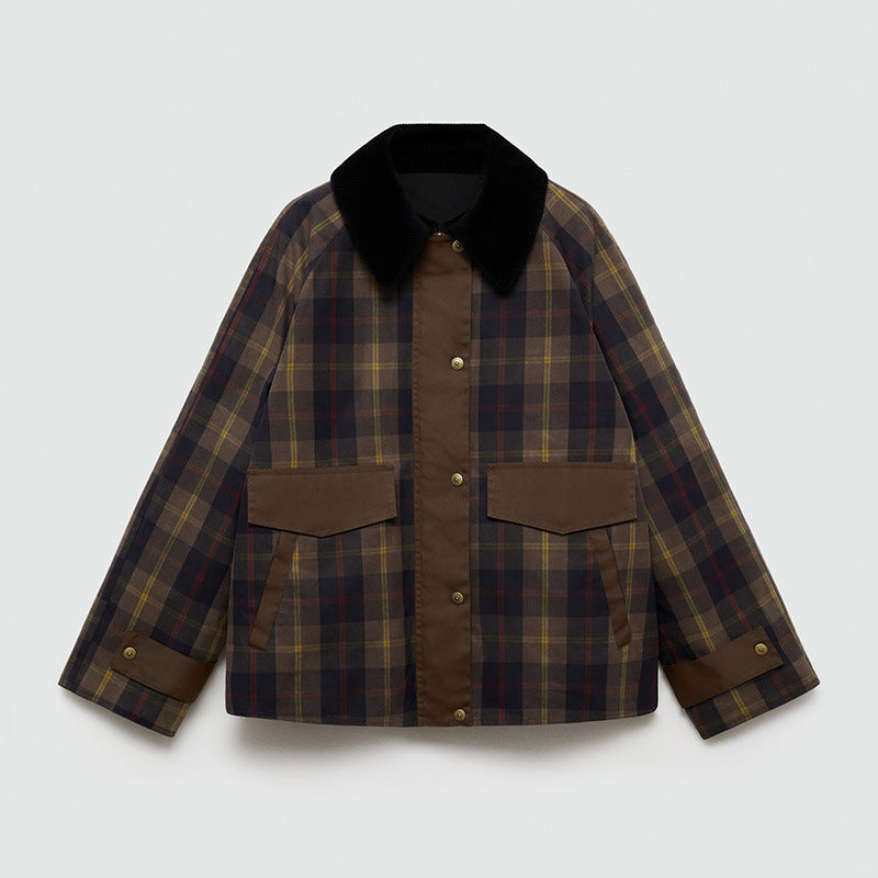 Novaita | Women's Faux Fur Coat Plaid Cozy Everyday Wear - Brown
