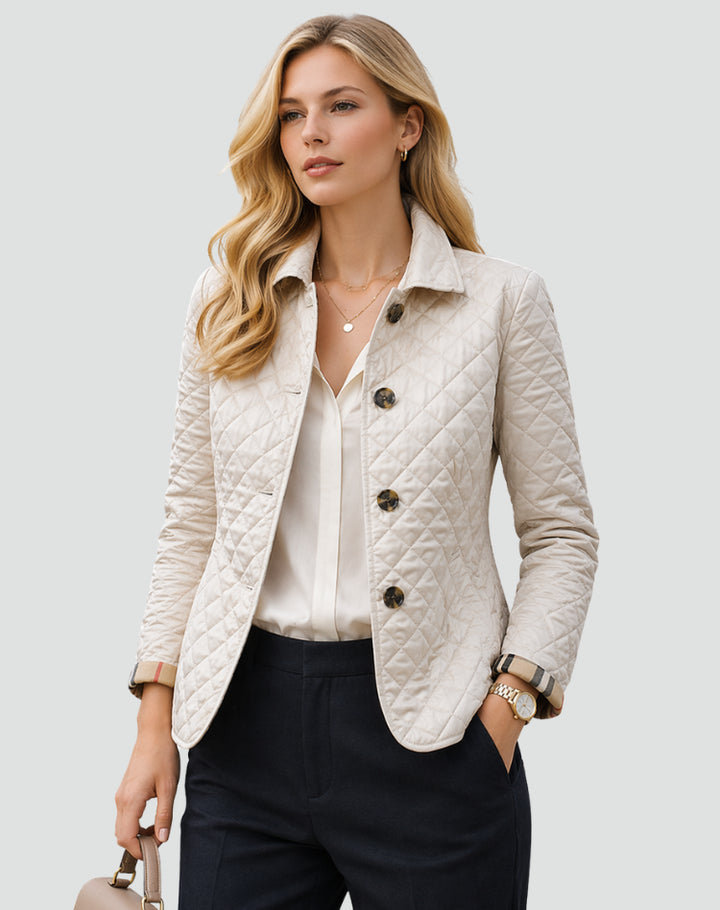 Novaora | Women's Quilted Button Front Jacket with Structured Collar — 2
