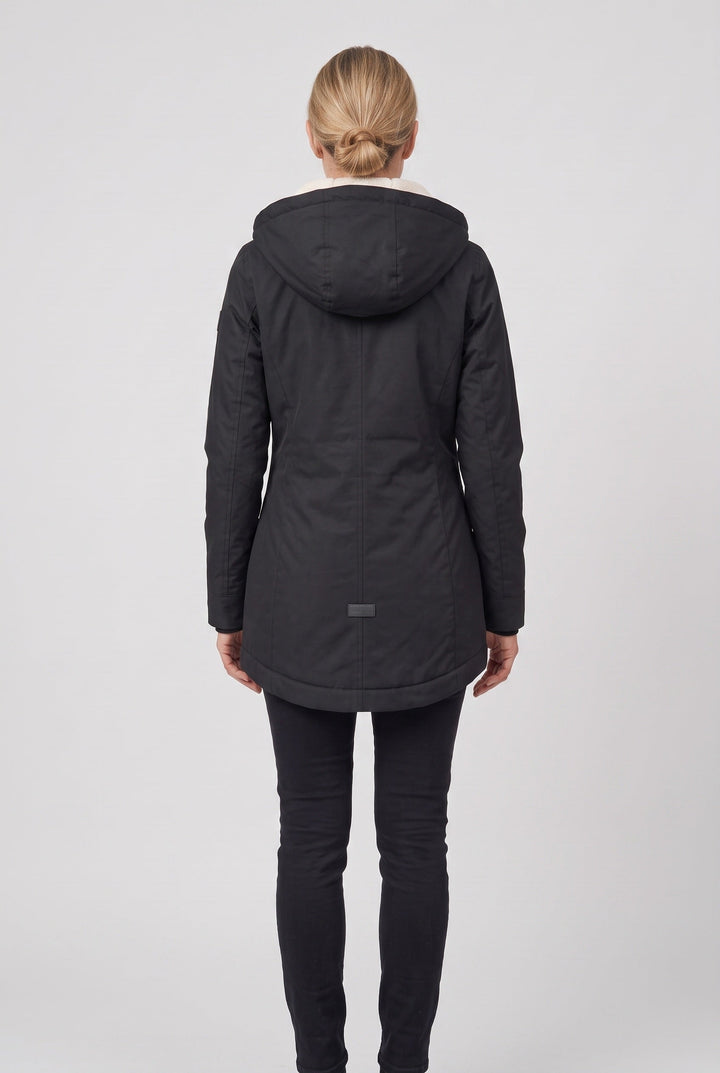 Nylalyn | Women's Hooded Padded Waterproof Coat, Longline Drawcord Waist Jacket — 2