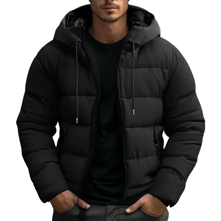 Octavian | Men's Lightweight Casual warm Hooded puff winter Jacket for Men — Black