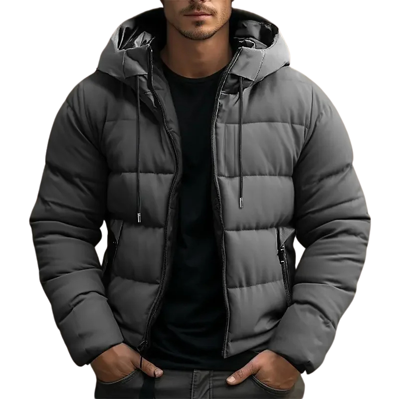 Octavian | Men's Lightweight Casual warm Hooded puff winter Jacket for Men — Gray