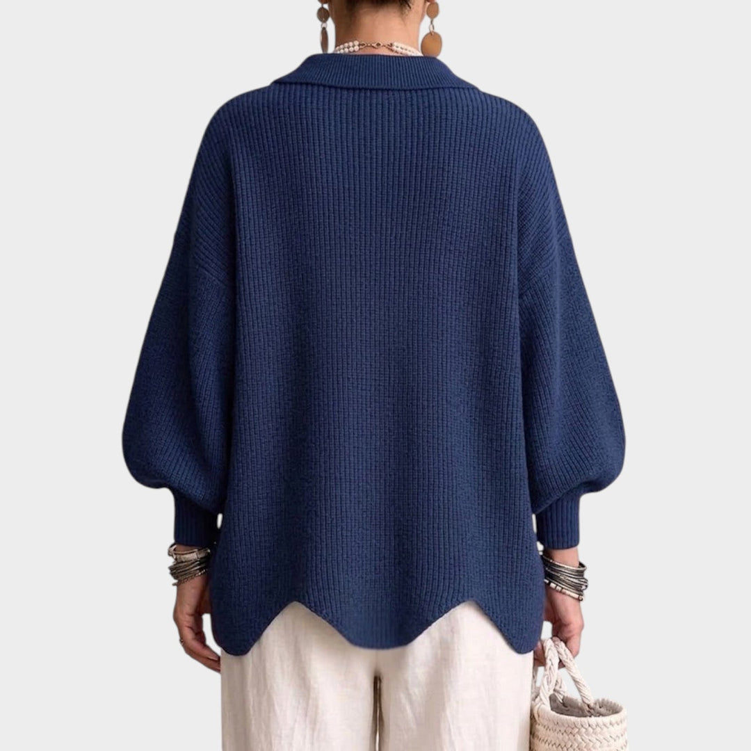 Odeloura | Women's Cozy Knit Cardigan Gold Button Oversized — 2