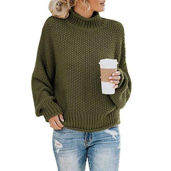 Odelwen | Women's Cozy Loose Knit sweater — Army Green