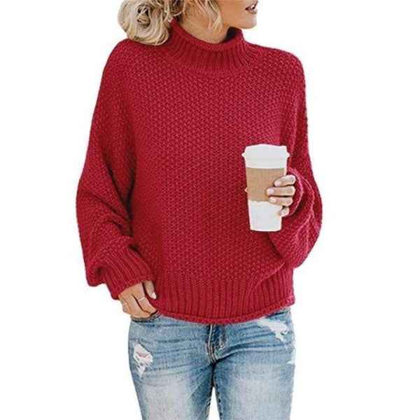 Odelwen | Women's Cozy Loose Knit sweater — Burgundy