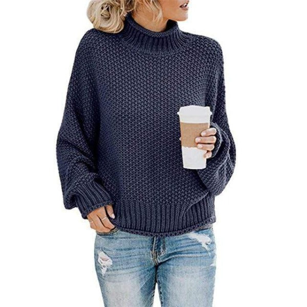 Odelwen | Women's Cozy Loose Knit sweater — Navy Blue