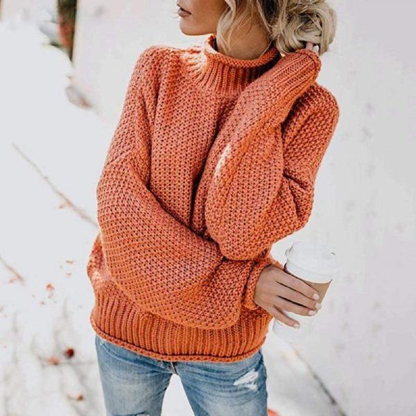 Odelwen | Women's Cozy Loose Knit sweater — Orange